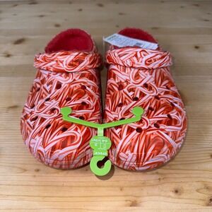 Crocs Classic Lined Clog Candy Cane Red White Men's M11 Women's W13 NWT Fuzzy
